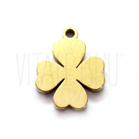 Pendente Trevo 10x8mm - Aço Inox Dourado