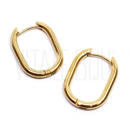 Brinco Oval 21x14mm - Aço Inox...
