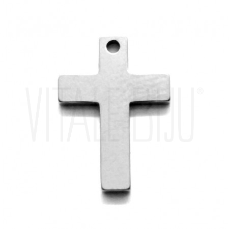 Pendente Cruz 15x11mm - Aço Inox Prateado