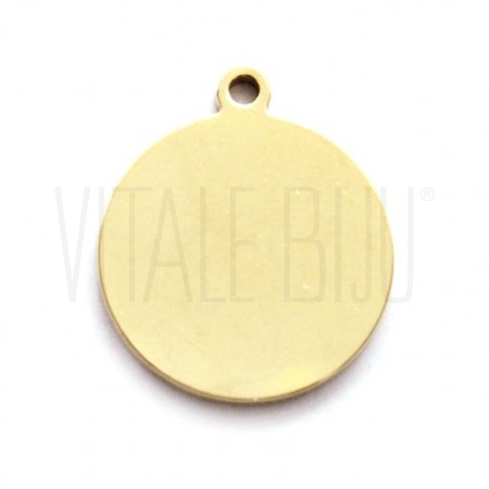 Medalha lisa 17x14mm - Aço inox Dourado