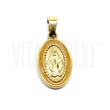 Pendente Nossa Senhora 18x10.5mm - Aço Inox Dourado com Verniz - CARAMELO