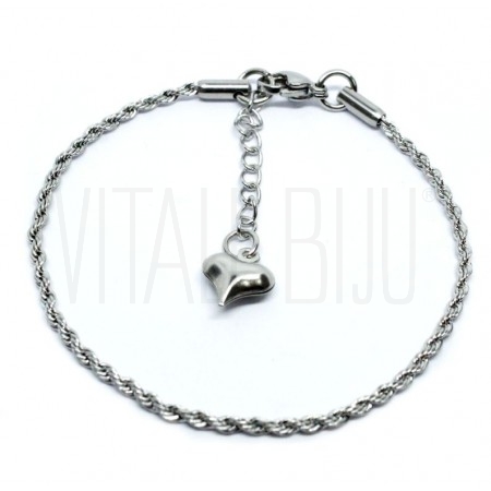 Pulseira Malha Torcida 17cm x 2.5mm (COM EXTENSÃO) - Aço Inox