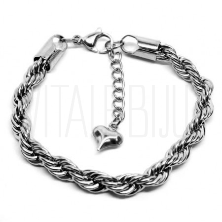 Pulseira Malha Torcida 17cm x 6mm (COM EXTENSÃO) - Aço Inox