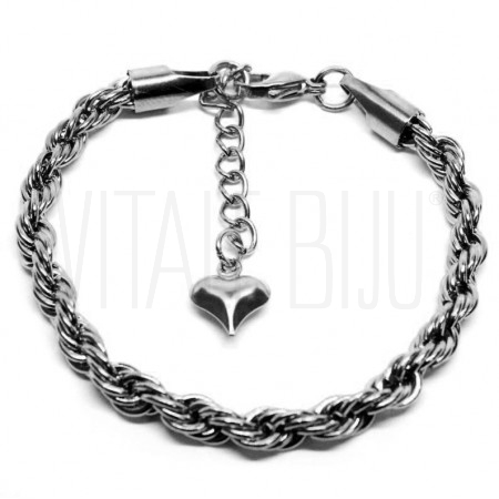 Pulseira Malha Torcida 17cm x 4mm (COM EXTENSÃO) - Aço Inox