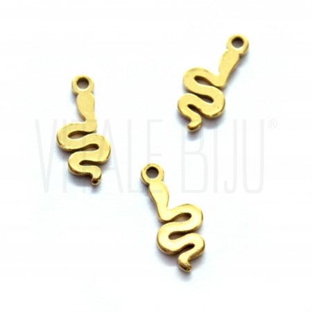 Pendente Serpente 10x4.5mm - Aço Inox Dourado