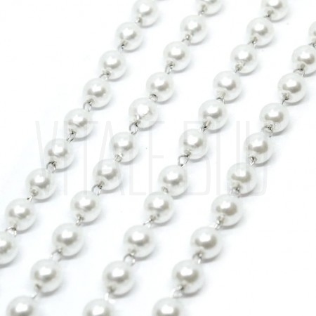Corrente Pérolas 4mm - Aço Ino...