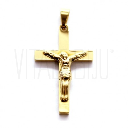 Pendente Cruz 35x21.5mm - Aço Inox Dourado