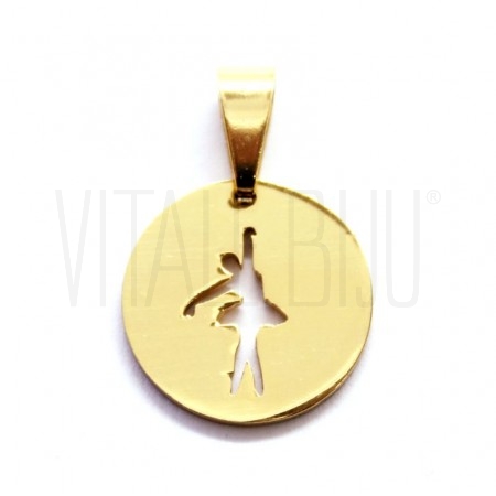 Medalha Bailarina 15mm - Aço Inox Dourado