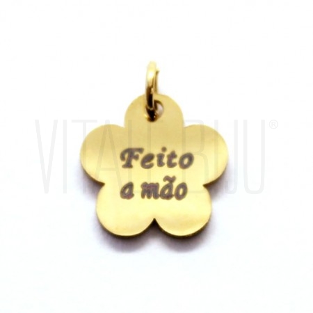 Pendente Flor "Feito a Mão" 10x10mm - Aço Inox Dourado