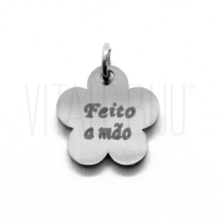 Pendente Flor "Feito a Mão" 10x10mm - Aço Inox