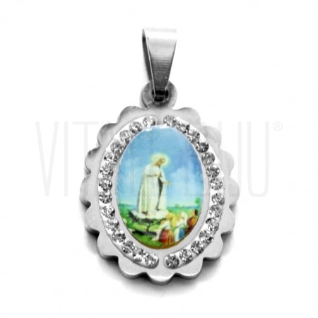Medalha Nossa Senhora 22x16mm - Aço Inox com Zircónias
