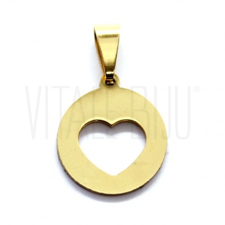 Medalha Coração 15mm - Aço Inox Dourado