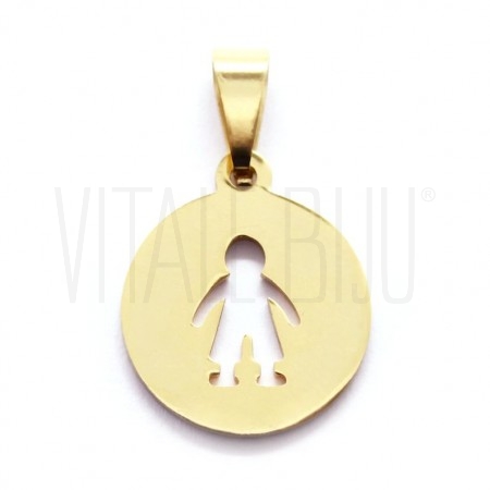 Medalha Menino 15mm - Aço Inox Dourado