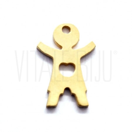 Pendente Menino 15x10mm - Aço Inox Dourado