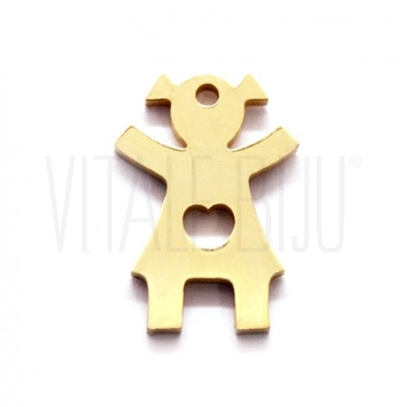 Pendente Menina 15x10mm - Aço Inox Dourado