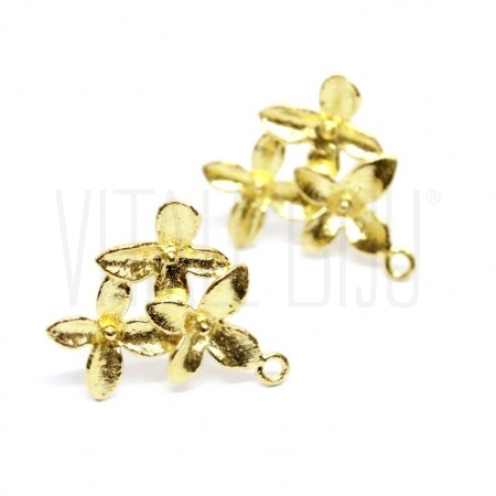 Base Brinco Flores 15x14mm - Cobre Banho Dourado