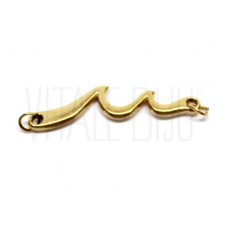  Pendente/Entremeio Ondas 30x7mm - Aço Inox Dourado