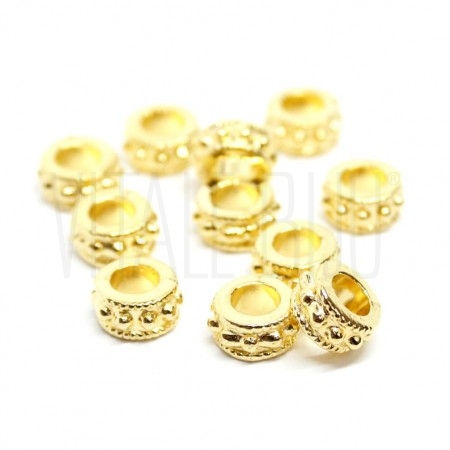 Pack 10 Separador/Entremeio 9x4mm - Furo: 4.5mm - Dourado