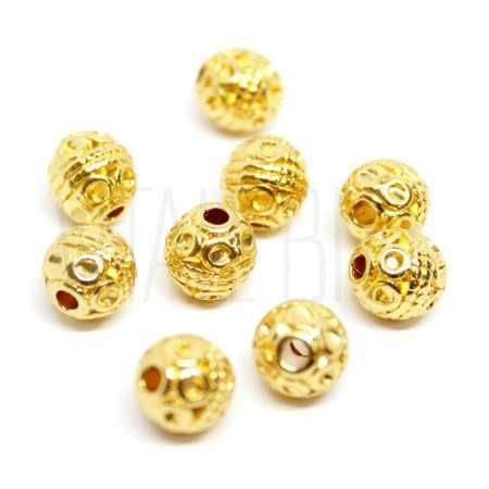 Pack 10 Separador/Contas 8mm - Furo: 2mm - Dourado