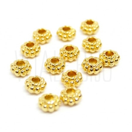 Pack 30 Separador/Entremeio 6mm - Furo: 2.5mm - Dourado