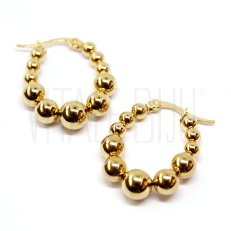 Brinco Oval Bolinhas 28x23mm -...