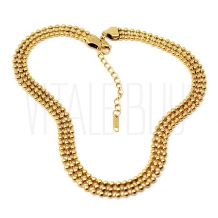 Fio Triplo Bolinhas 9mm - Aço Inox Dourado