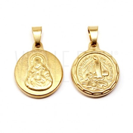 Medalha Religiosa 15mm - Aço Inox Dourado