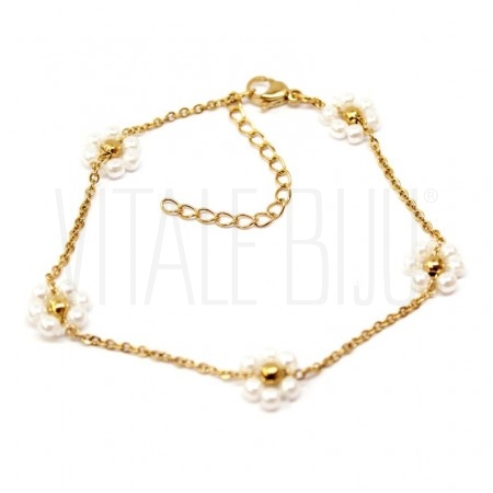 Pulseira Elo Oval 1.8mm c/ Flo...