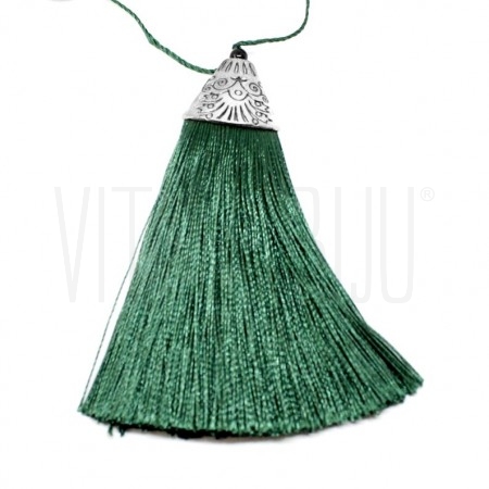 Pompom com Base em Metal - Verde Escuro