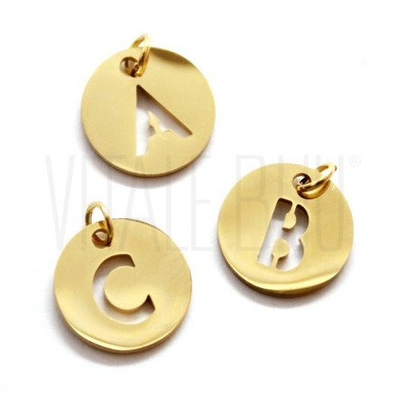 Pendente Letras Redondas Pequena 12mm - Aço Inox Dourado