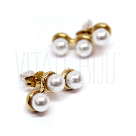 Brinco Pérolas 18x8mm - Aço In...