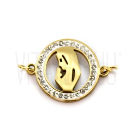 Entremeio Nossa Senhora 18x14mm - Aço Inox Dourado com Zircónias