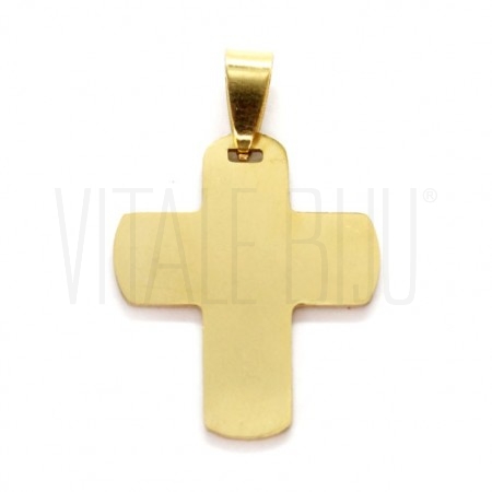 Pendente Cruz 30x25mm - Aço Inox Dourado