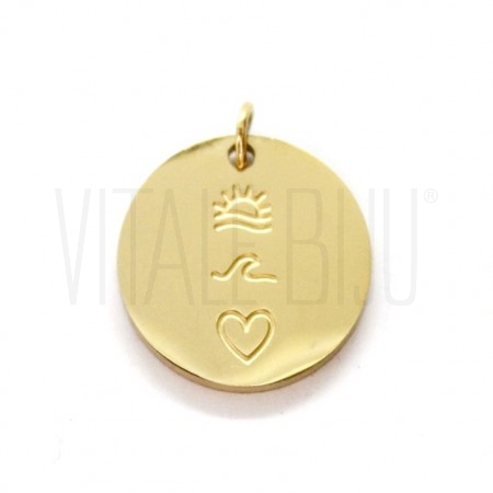 Medalha Summer 15mm - Aço Inox Dourado