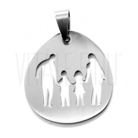 Pendente Família (Casal + 1 Menino + 1 Menina) 28x27mm - Aço Inox