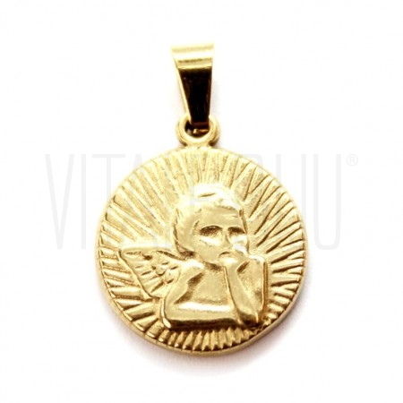Medalha Anjo 16mm - Aço Inox Dourado