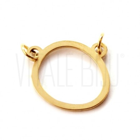 Pendente Círculo Irregular 15mm - Aço Inox Dourado