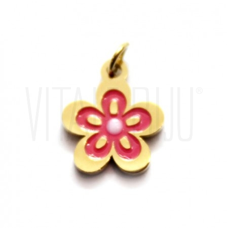 Pendente Flor Rosa 10mm - em A...
