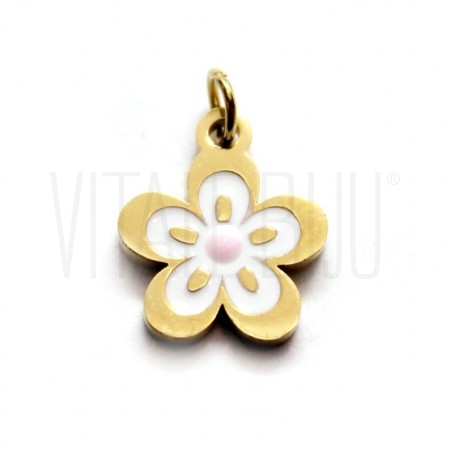 Pendente Flor Branca 10mm - em...