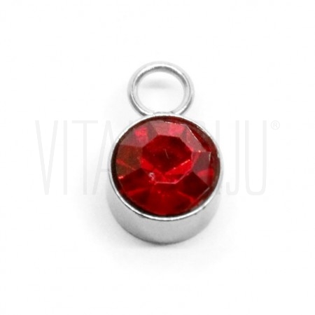 Pendente brilhante 6mm - Aço inox - Vermelho