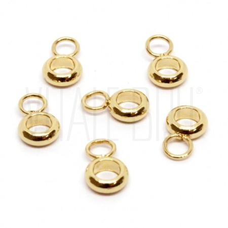 Argola/Base para pendente 4mm Furo: 2mm - AÇO INOX DOURADO