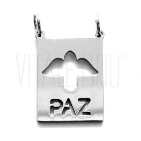 Pendente Paz 20x13mm (tipo escapulário) - Aço Inox 