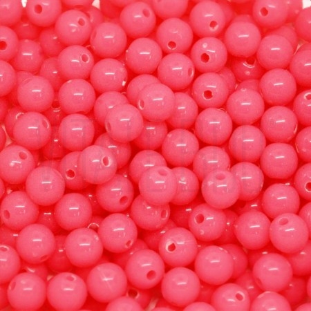 Pack 11g contas acrílicas 6mm - ROSA FLUORESCENTE LEITOSO