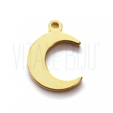 Pendente Meia Lua 13x9mm - Aço Inox - Dourado