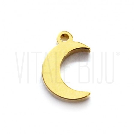 Pendente Lua 10x6.5mm - Aço Inox - Dourado