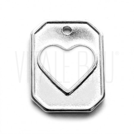 Medalha Coração Branco 20x15mm - Aço Inox - Verniz