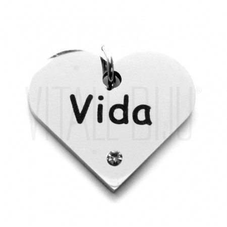 Pendente "Vida" Coração com zircónia 17x19mm- Aço inox