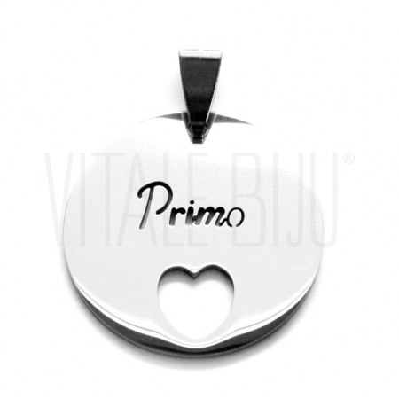 Medalha "Primo" Coração 25mm - Aço inox