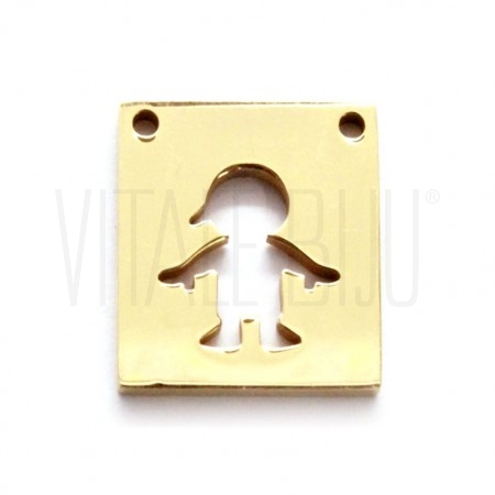 Pendente Menino 13x15mm  (tipo escapulário) - Aço Inox Dourado