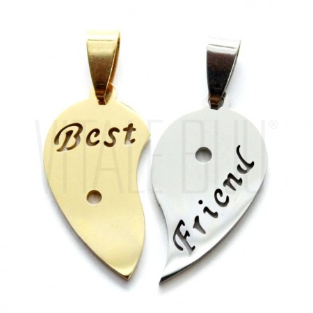 Pendentes Best Friend 29x27mm - Aço inox Dourado/Prateado